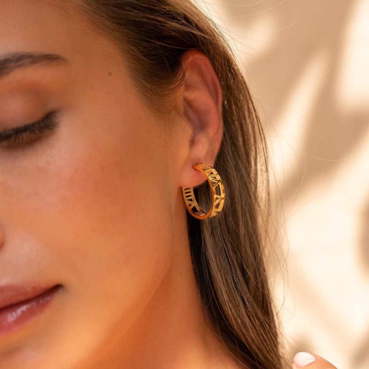 Hoop Numeral Earrings — 18k Gold