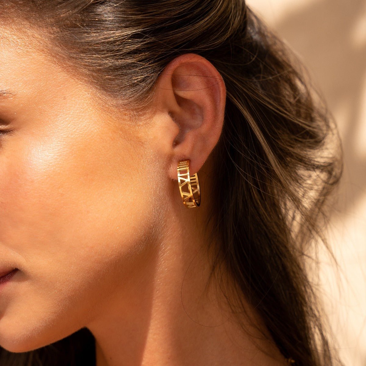 Hoop Numeral Earrings — 18k Gold