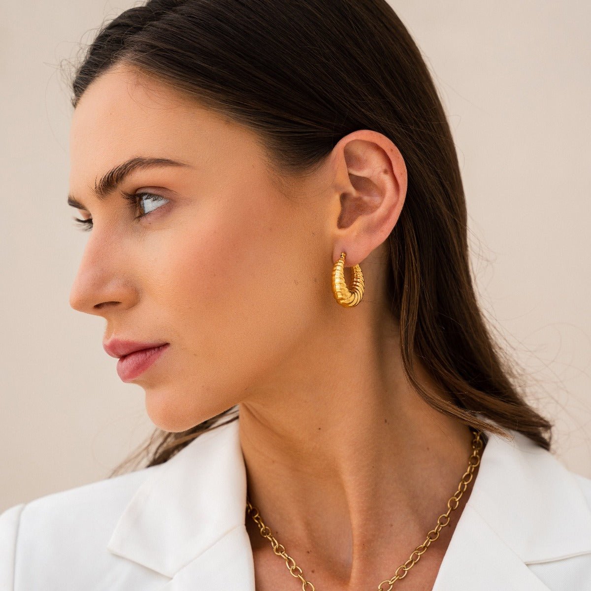 Hoop Croissant Earrings — 18k Gold