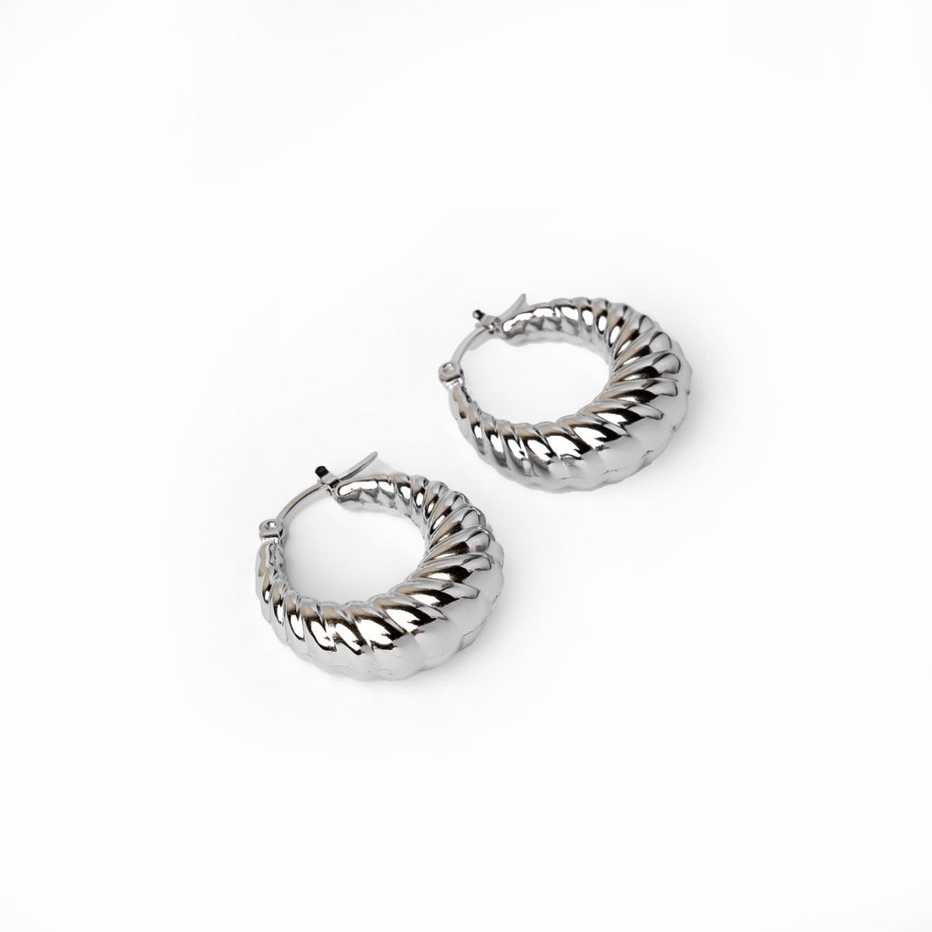 Hoop Croissant Earrings — Silver
