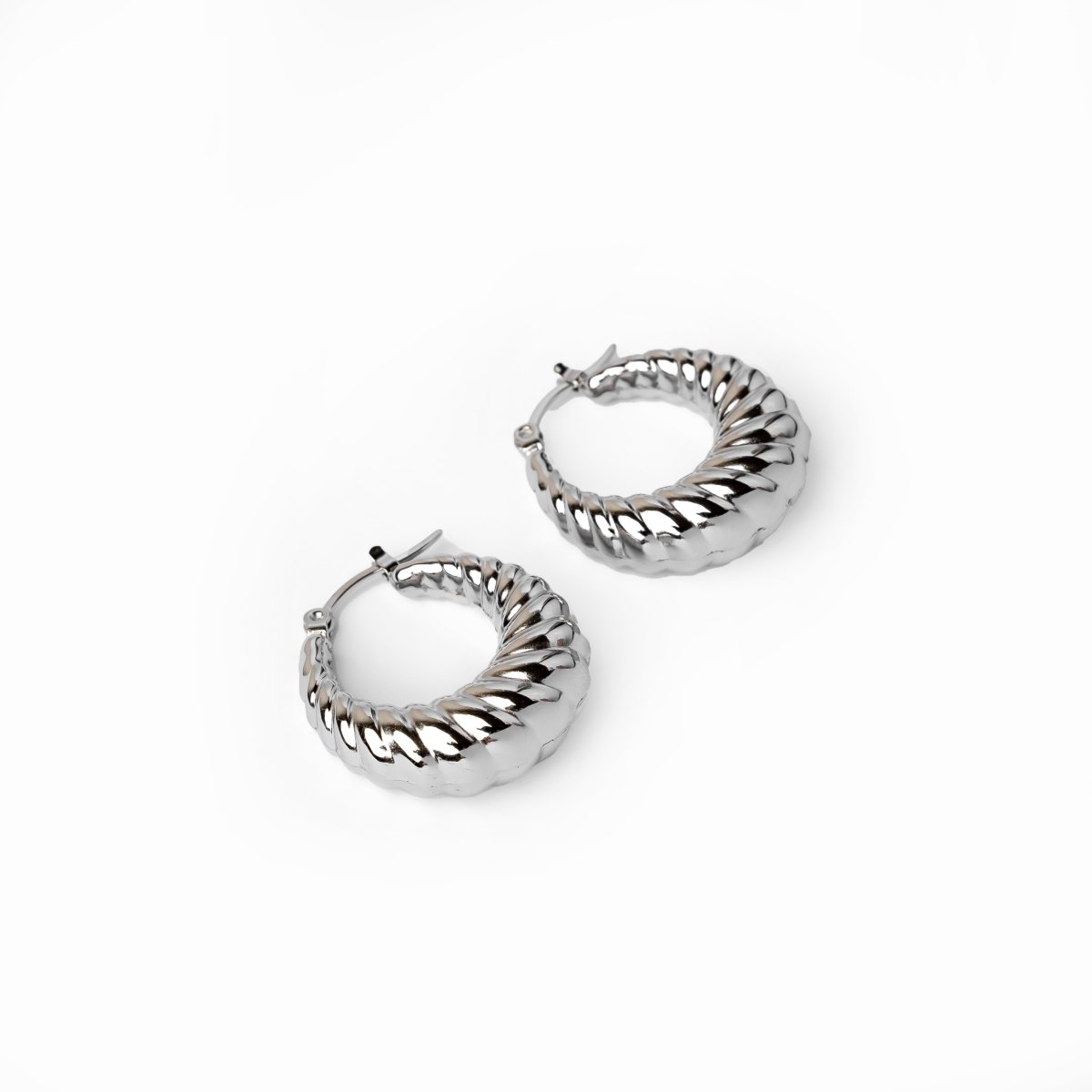 Hoop Croissant Earrings — Silver