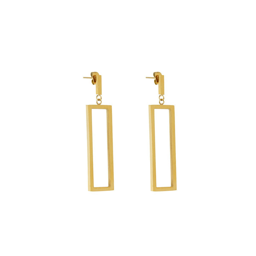 Diana Geométrico Retangular Earrings — 18k Gold