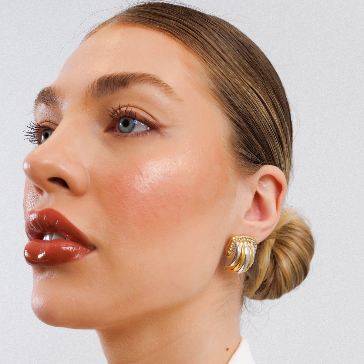Dome Cristal with Mix Banhos Gold & Earrings — Silver
