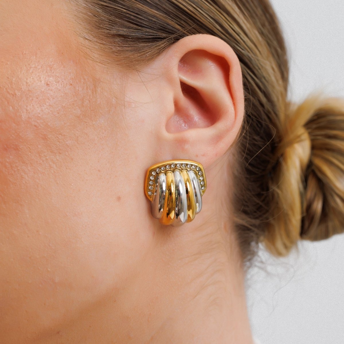 Dome Cristal with Mix Banhos Gold & Earrings — Silver