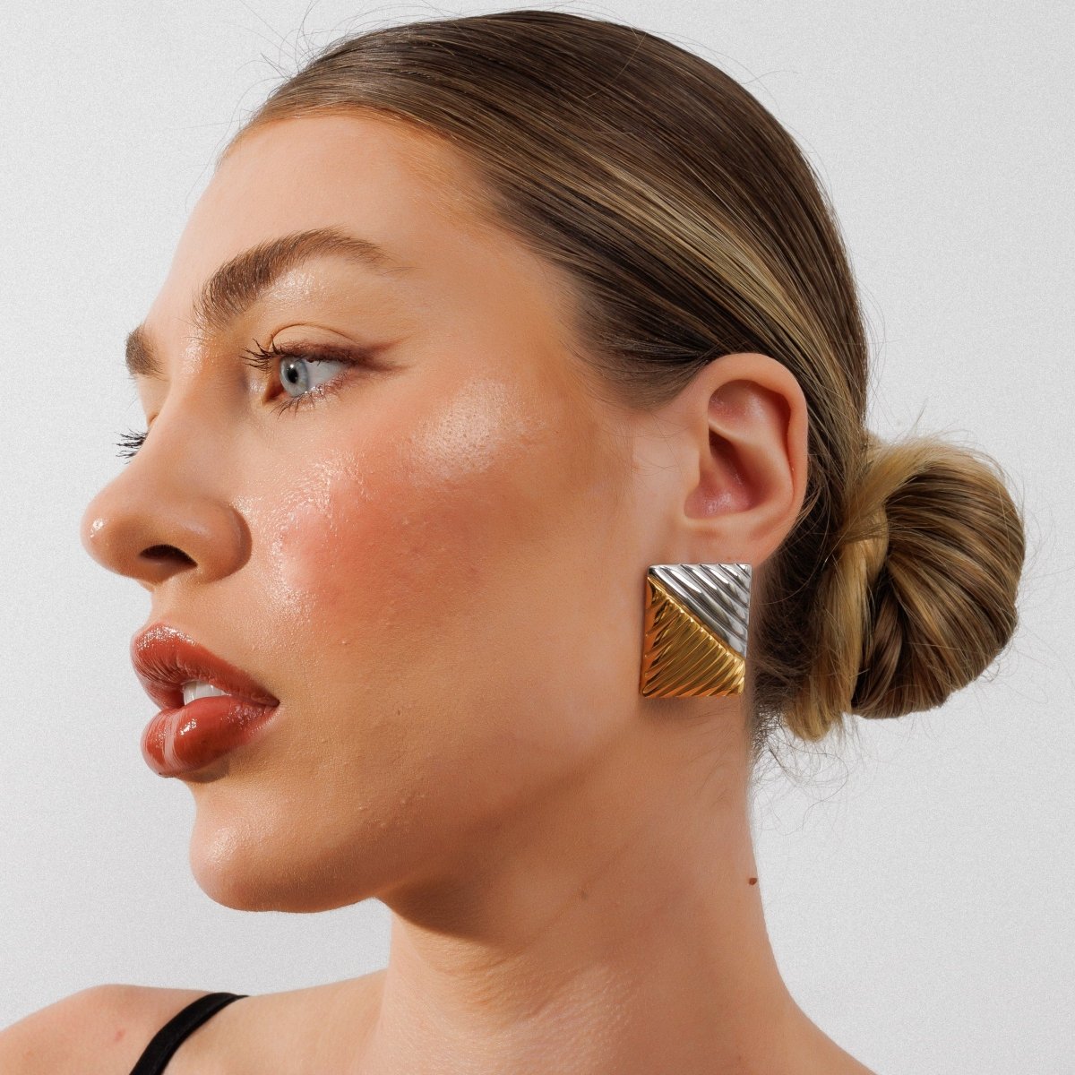 Dual Square with Mix Banhos Gold & Earrings — Silver
