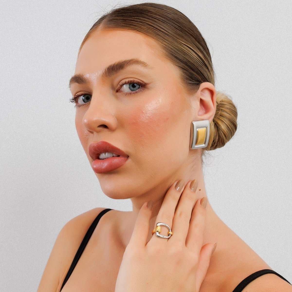 Geométrico with Mix Banhos Gold & Earrings — Silver