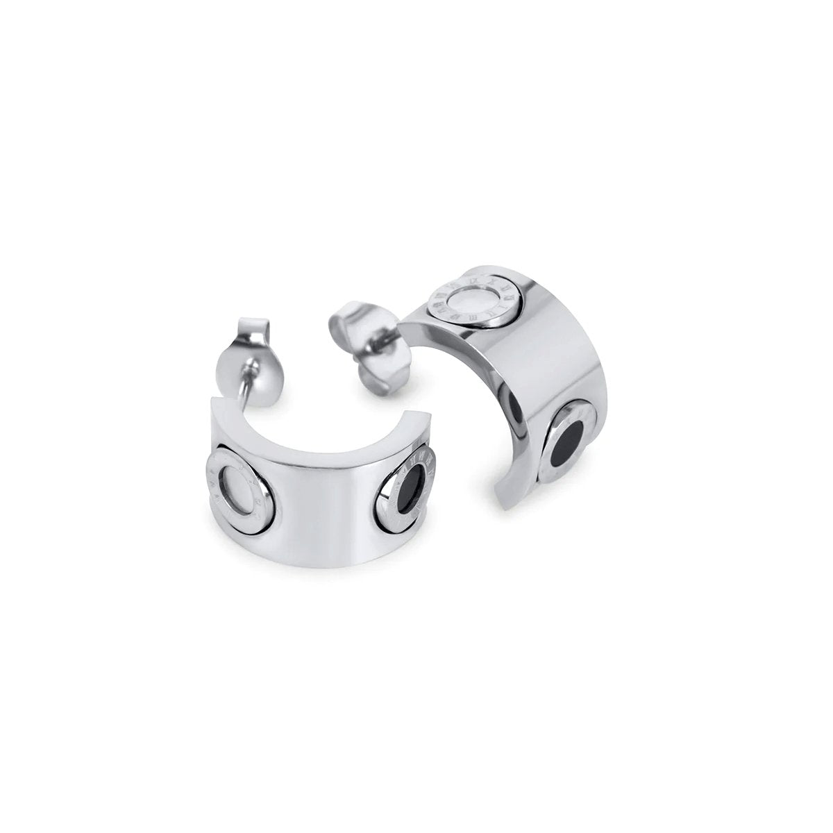 Spinner Numeral Roman Earrings — Silver