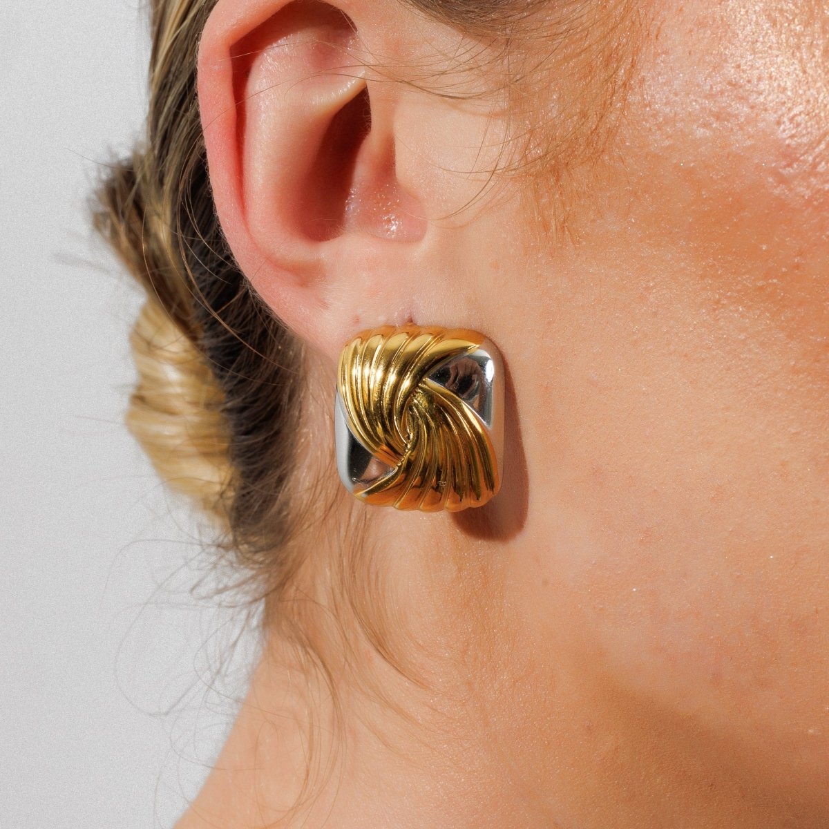 Spiral Square with Mix Banhos Gold & Earrings — Silver