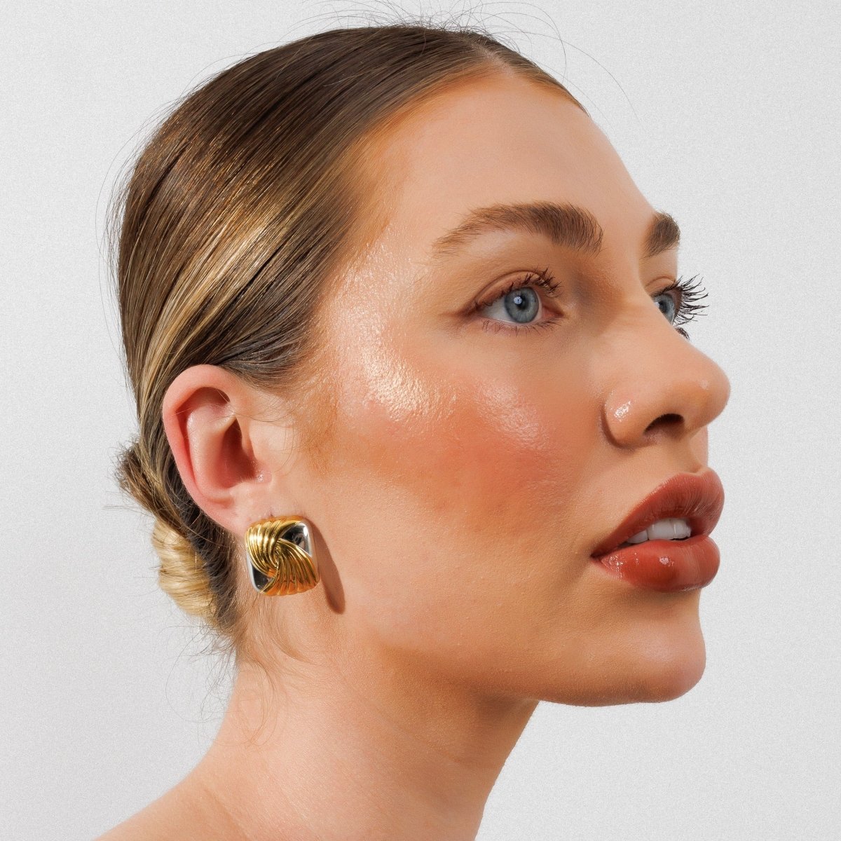 Spiral Square with Mix Banhos Gold & Earrings — Silver