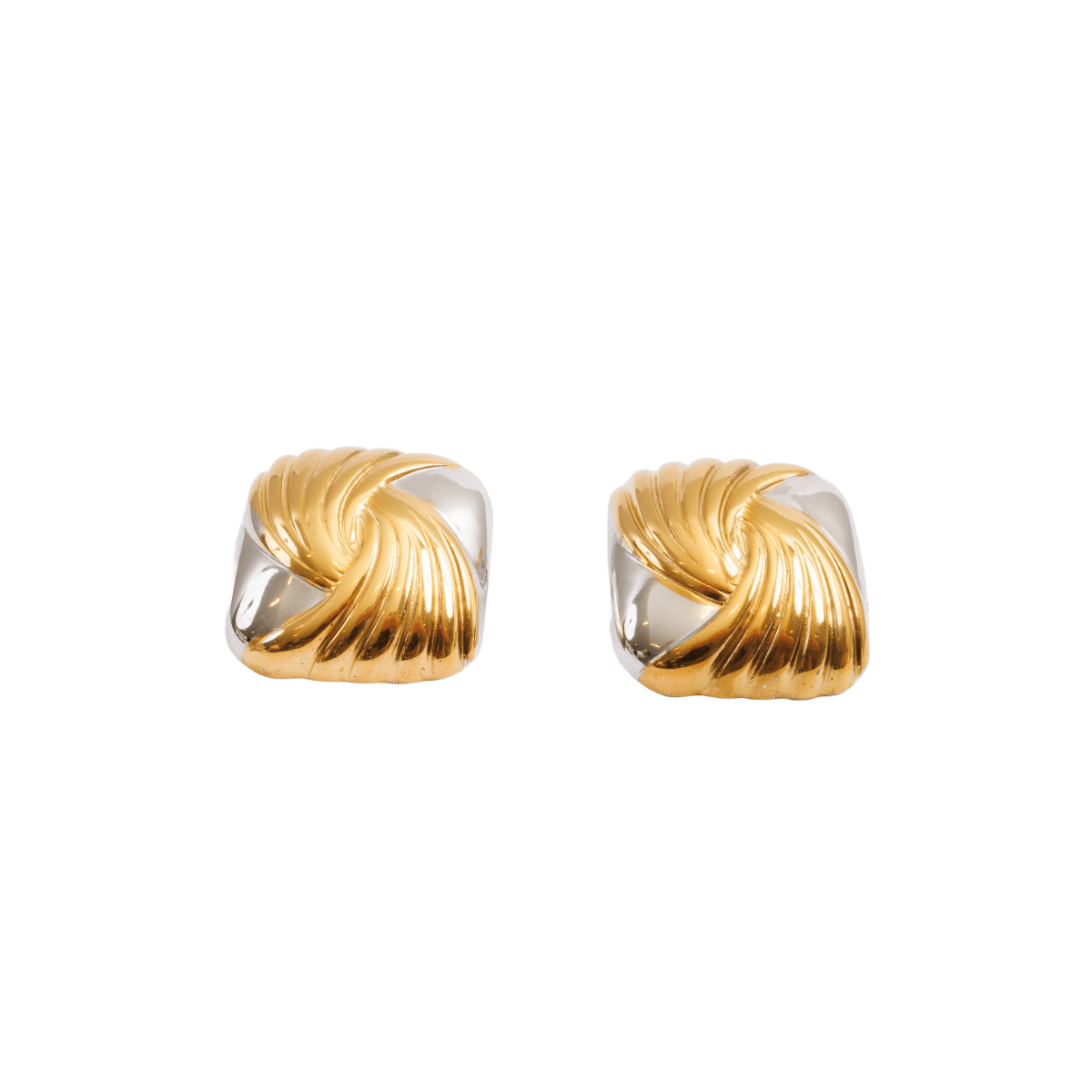 Spiral Square with Mix Banhos Gold & Earrings — Silver