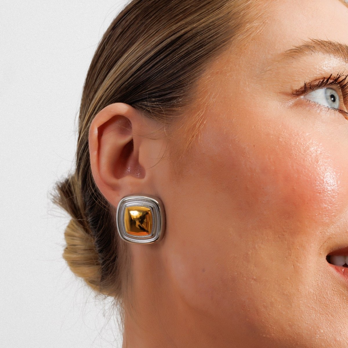 Square Lumière with Mix Banhos Gold & Earrings — Silver