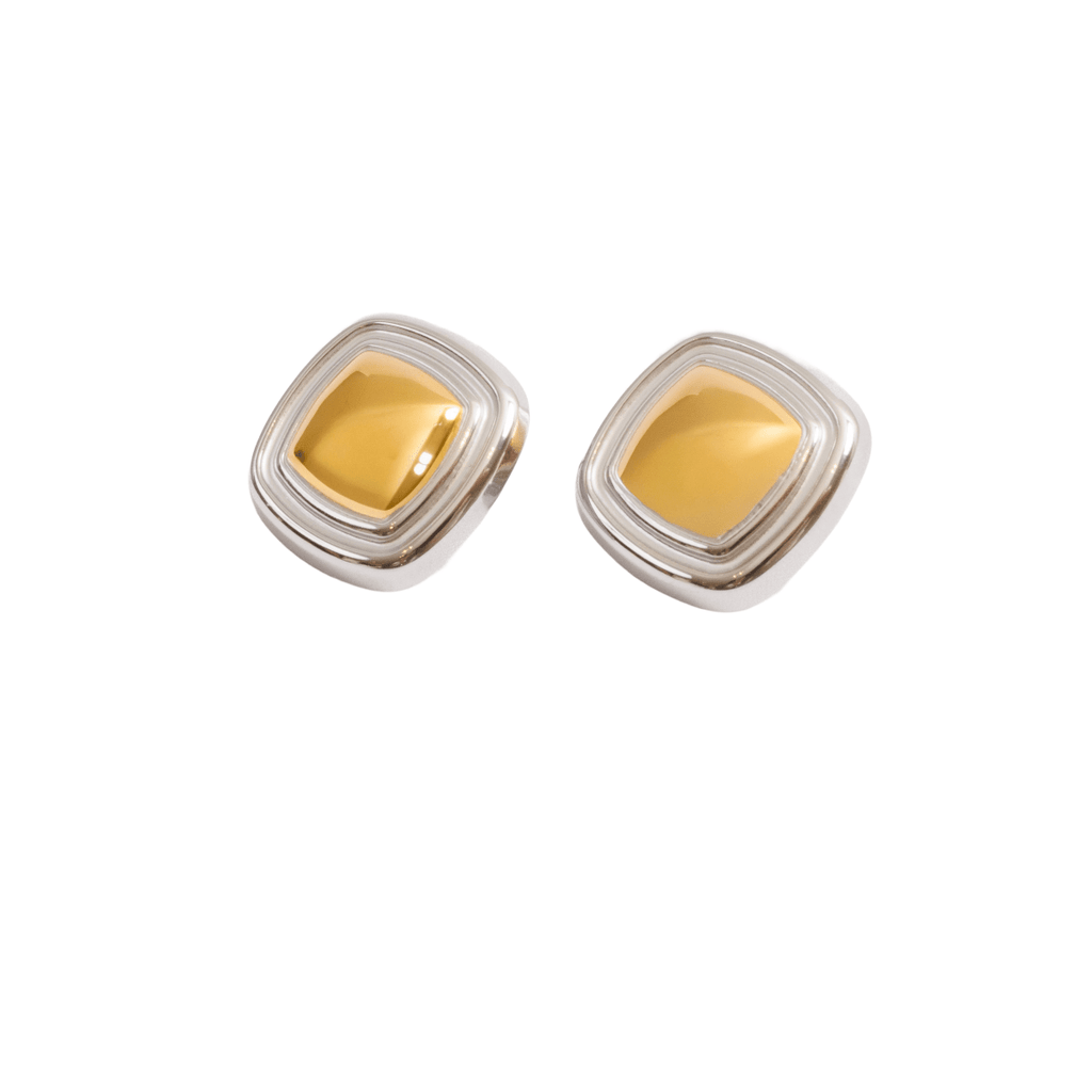 Square Lumiere Earrings — Mixed Gold & Silver