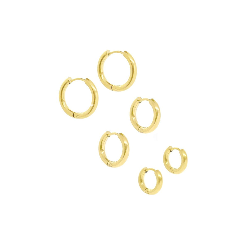 Trio Hoop Earrings — 18k Gold