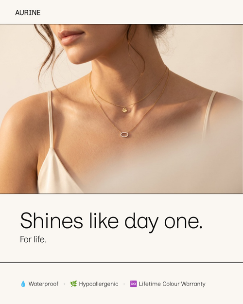 AURINE — shines like day one, waterproof 18k gold