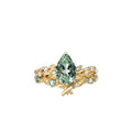 Clara Green Sapphire Leaf Bridal Set — Gold Vermeil