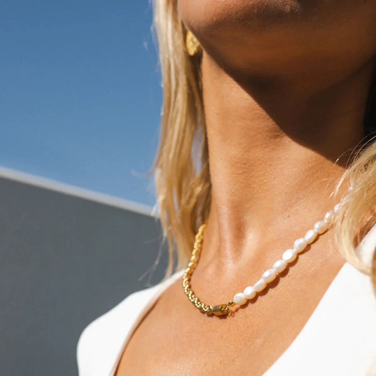 Beaded Pearl Necklace — 18k Gold