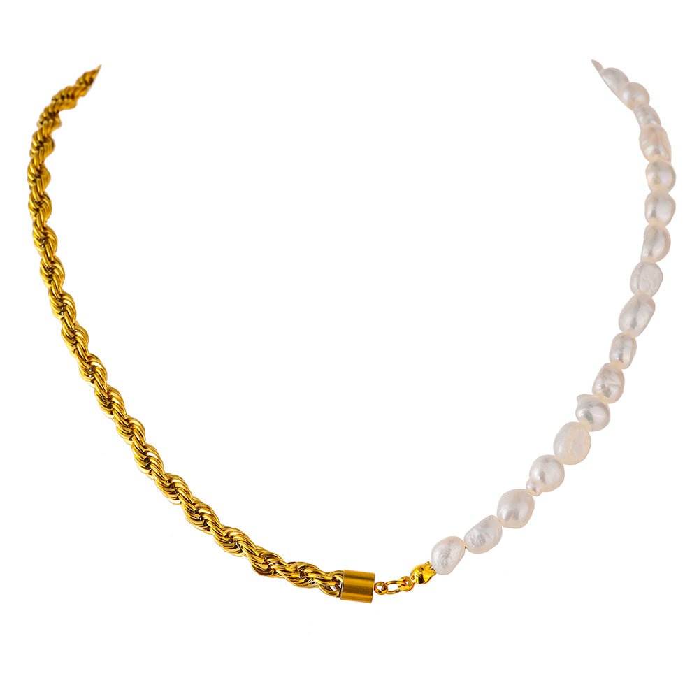 Beaded Pearl Necklace — 18k Gold