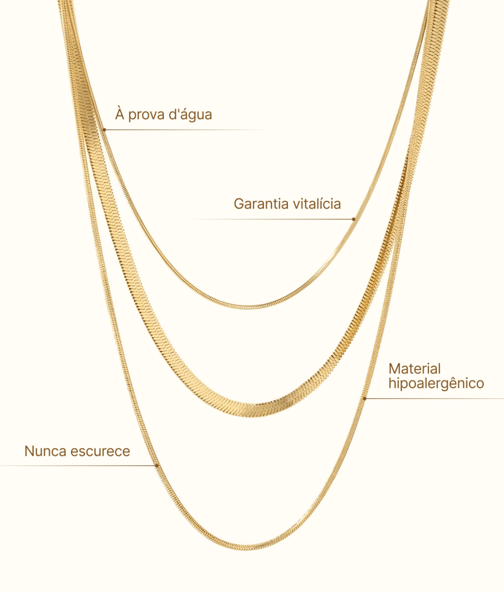 Celina Trio Layer Chain Necklace — 18k Gold