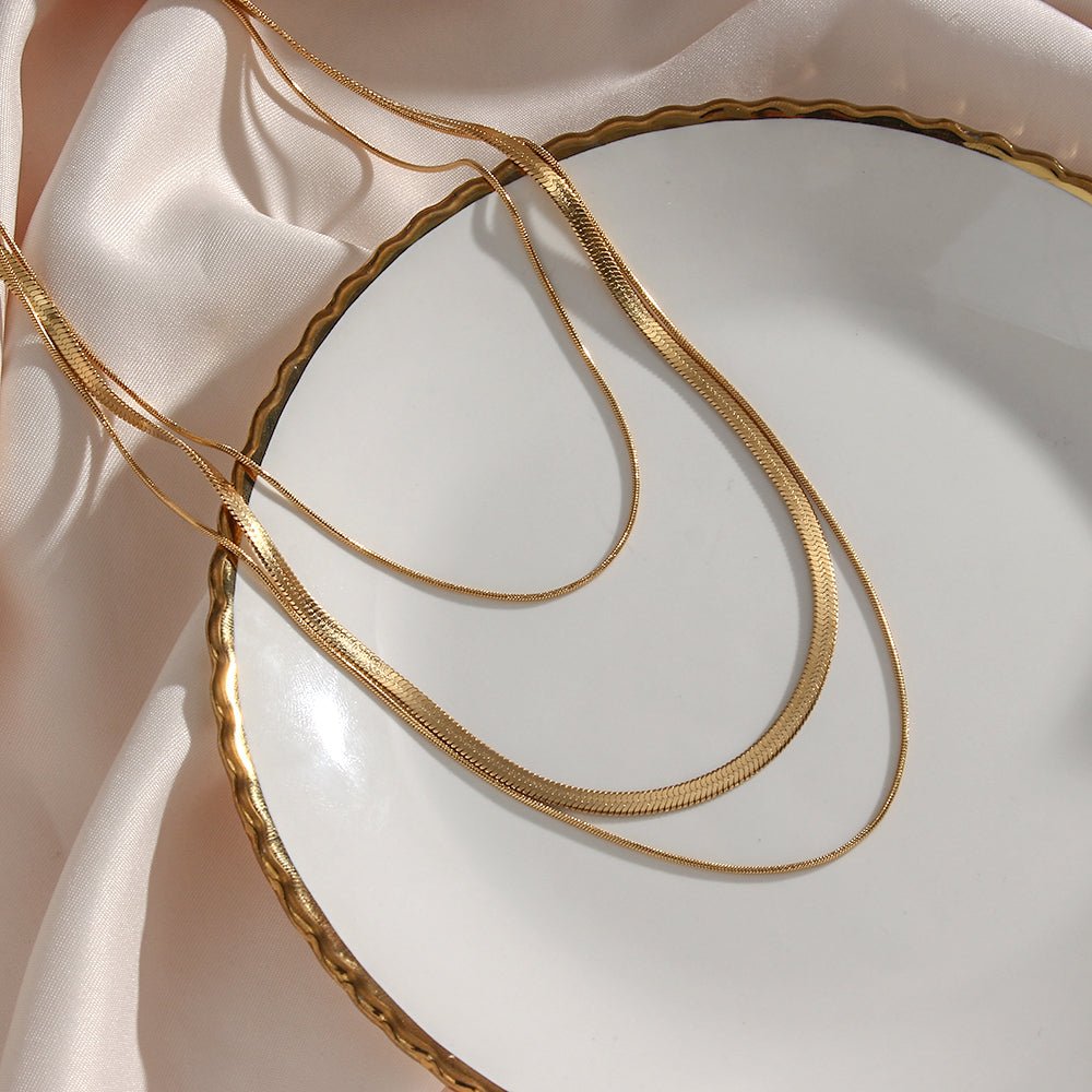 Celina Trio Layer Chain Necklace — 18k Gold