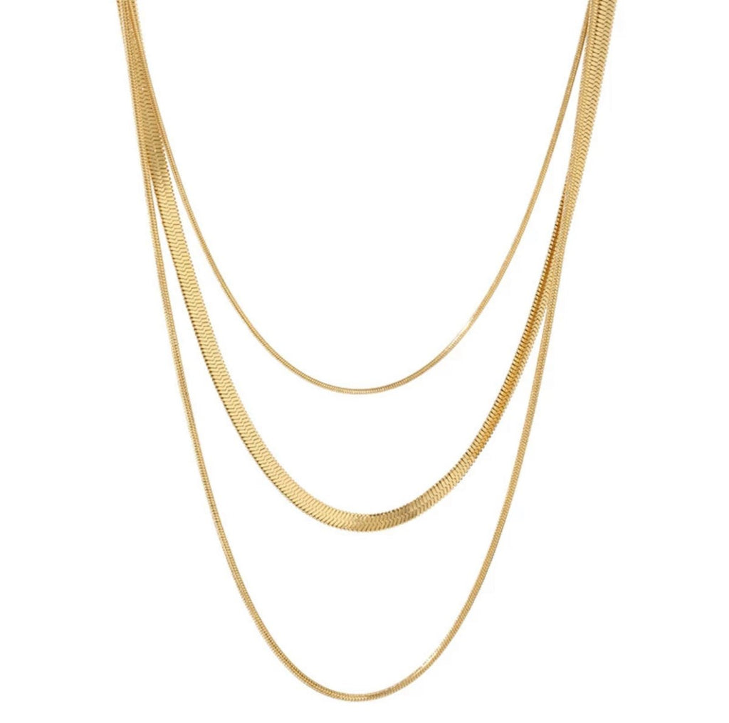 Celina Trio Layer Chain Necklace — 18k Gold