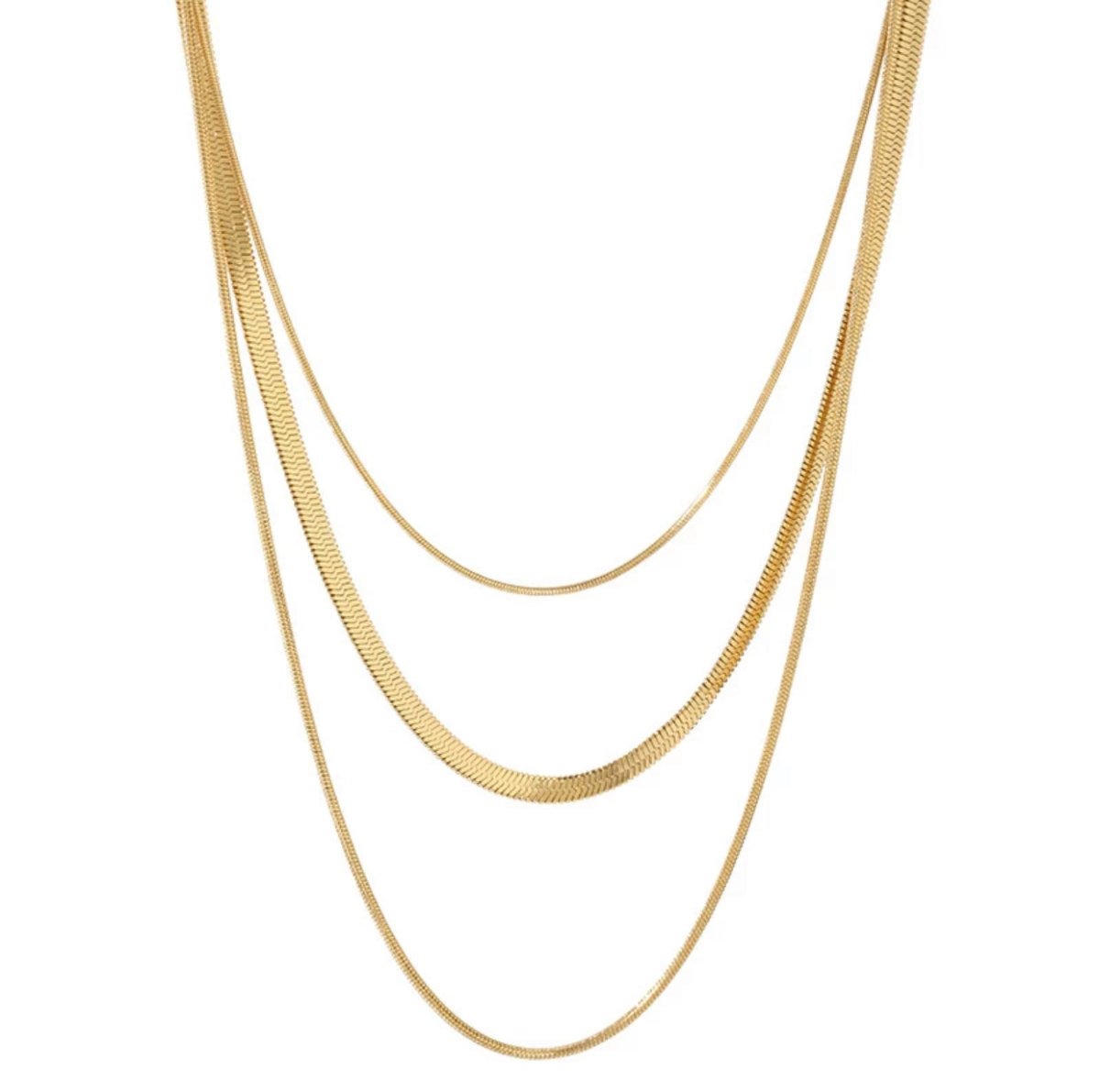 Celina Trio Layer Chain Necklace — 18k Gold