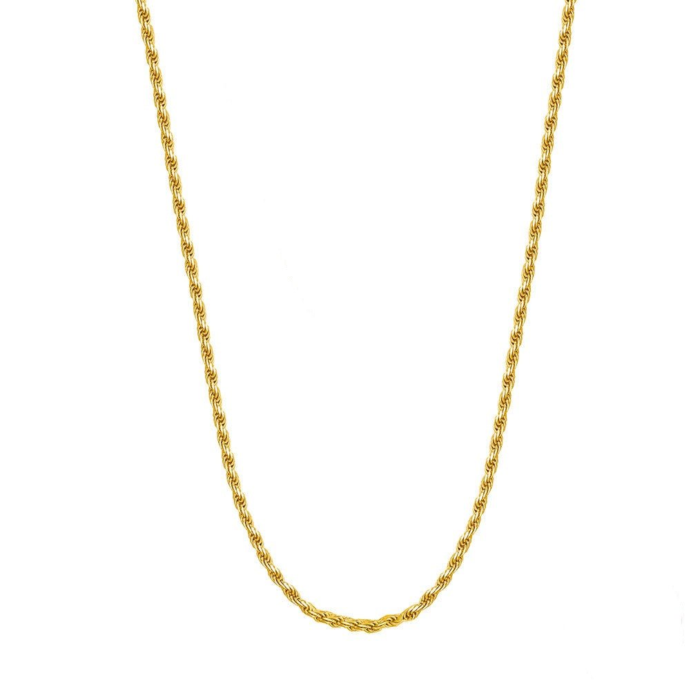 Thin Beaded Chain Necklace 2mm — 18k Gold