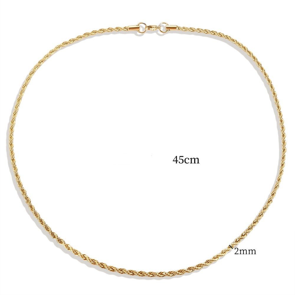 Thin Beaded Chain Necklace 2mm — 18k Gold