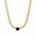 Stone Onyx Square Necklace — 18k Gold