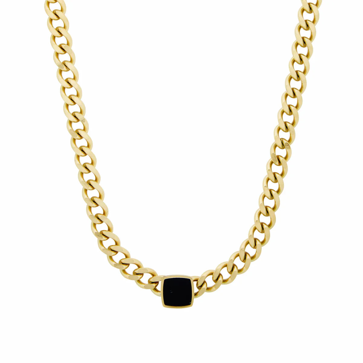 Stone Onyx Square Necklace — 18k Gold