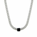 Stone Onyx Square Necklace — Silver