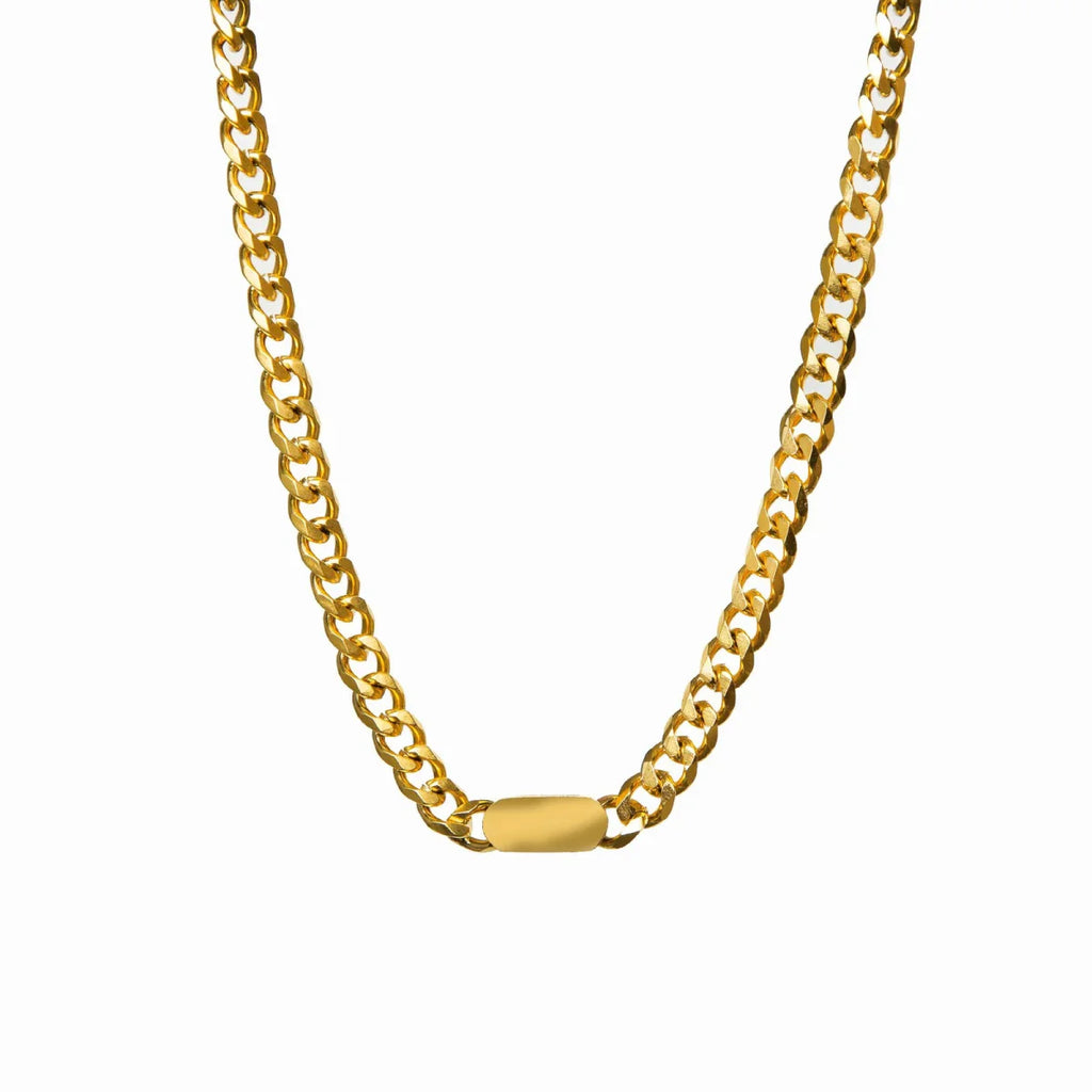 Retangular Minimalist Necklace — 18k Gold