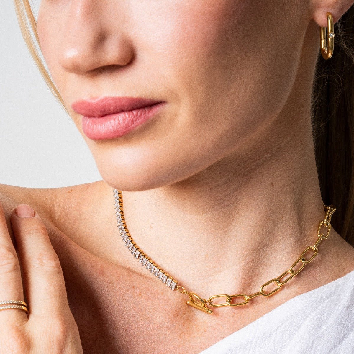 Riviera Baguete Necklace — 18k Gold