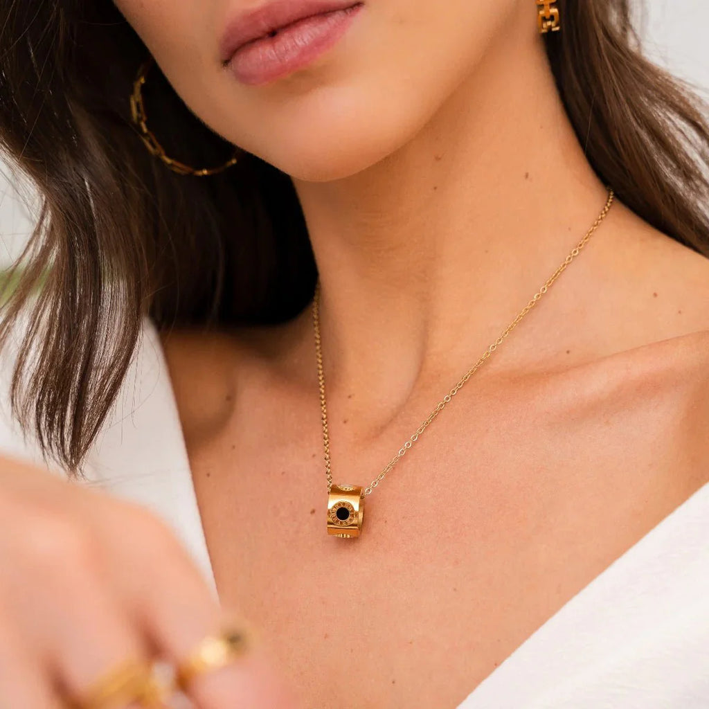 Spinner Numeral Roman Necklace — 18k Gold