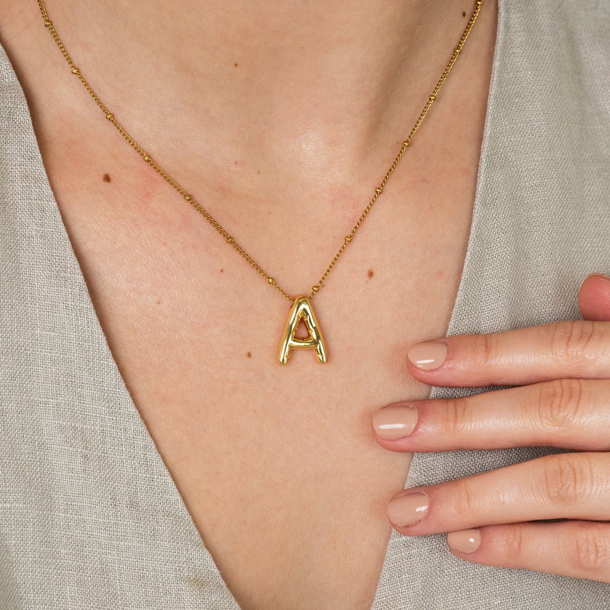 Initial Letter Bold Necklace — 18k Gold