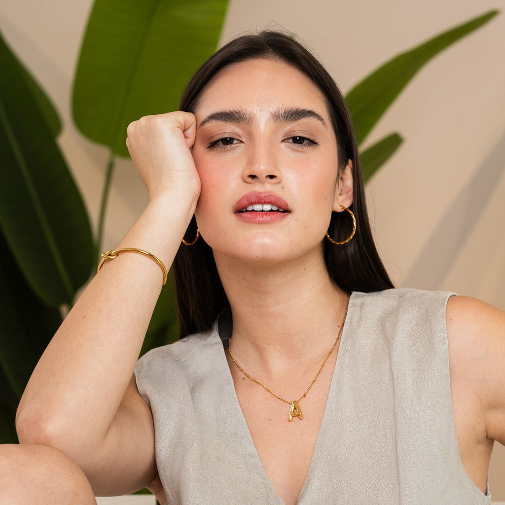 Initial Letter Bold Necklace — 18k Gold