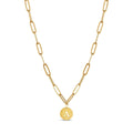 Initial Letter Clip Chain Necklace — 18k Gold