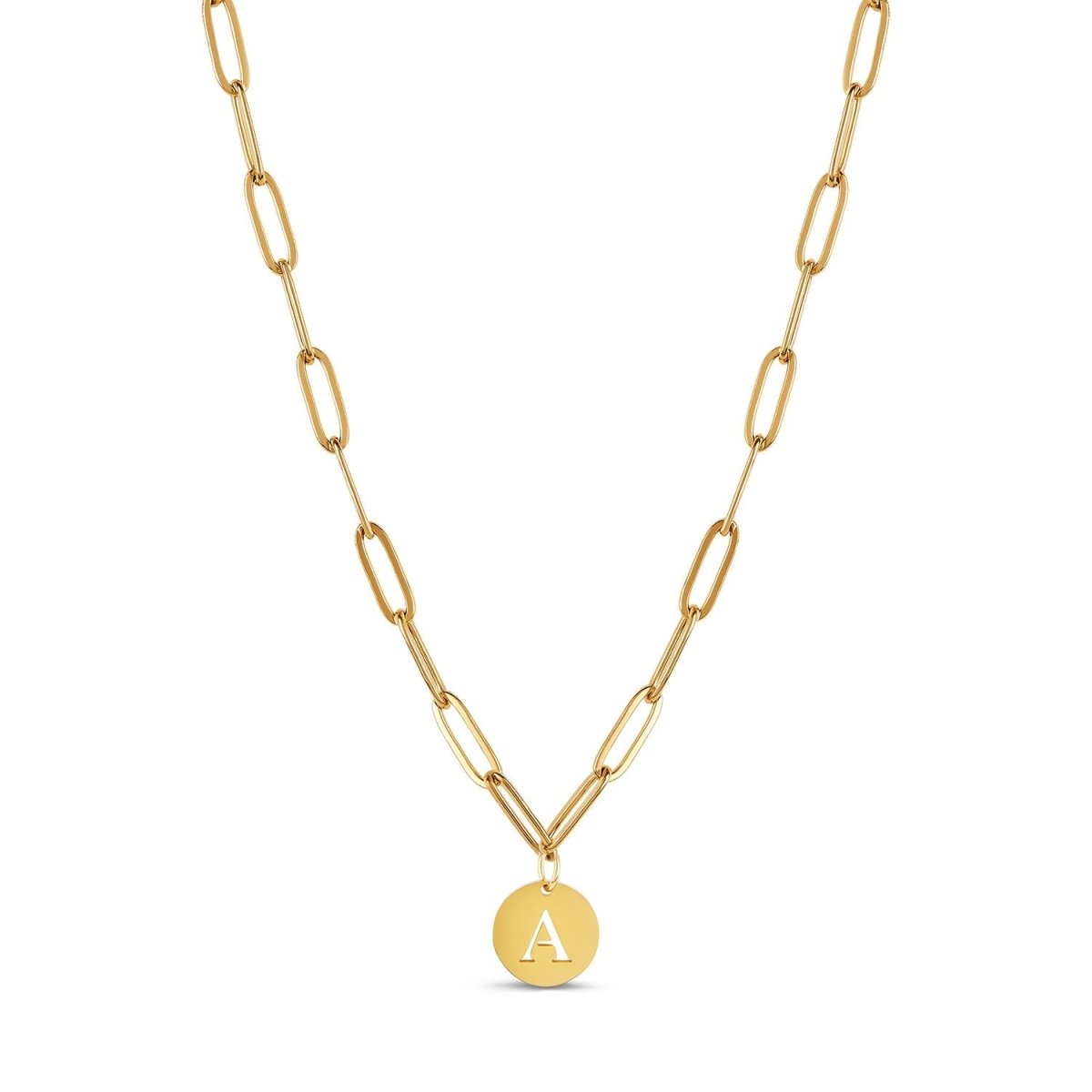 Initial Letter Clip Chain Necklace — 18k Gold