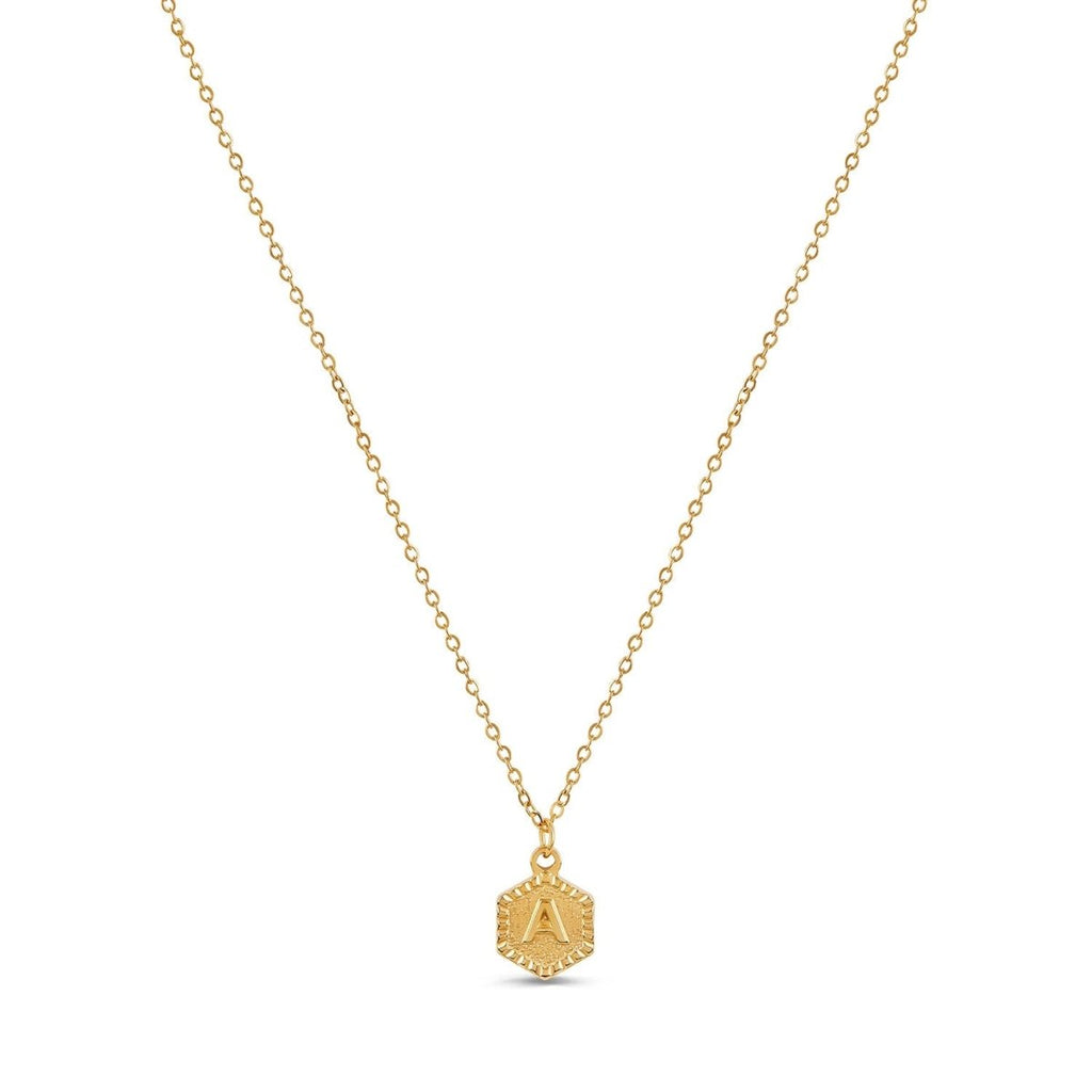 Initial Letter Hex Necklace — 18k Gold