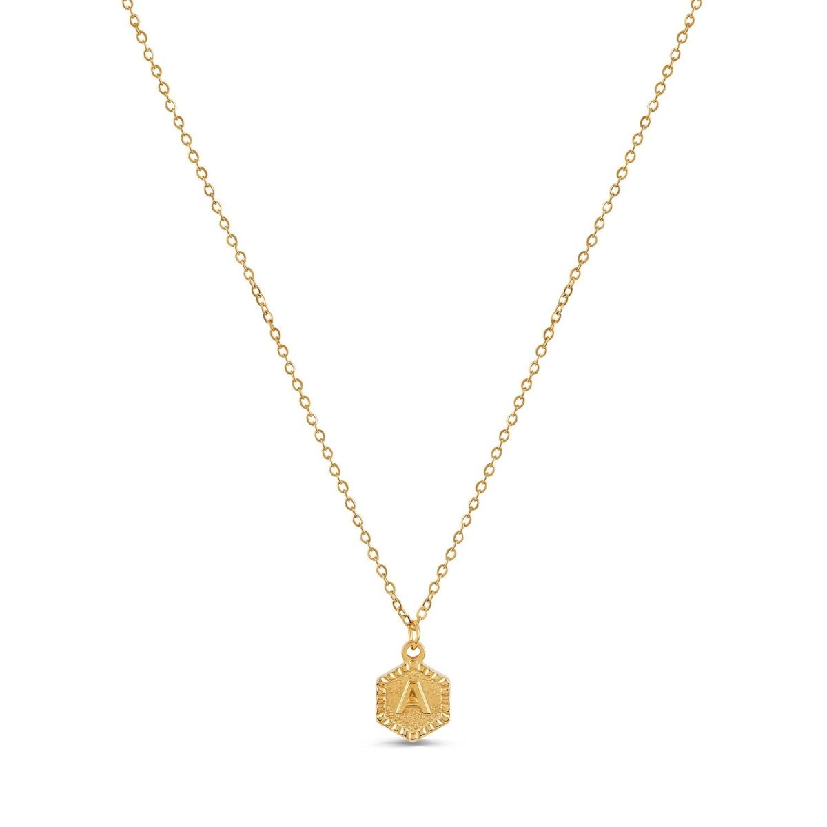 Initial Letter Hex Necklace — 18k Gold