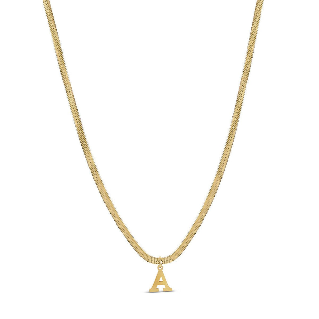 Initial Letter Chain Necklace — 18k Gold