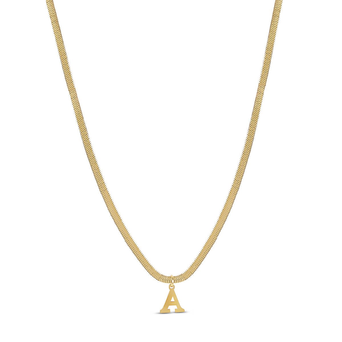 Initial Letter Chain Necklace — 18k Gold