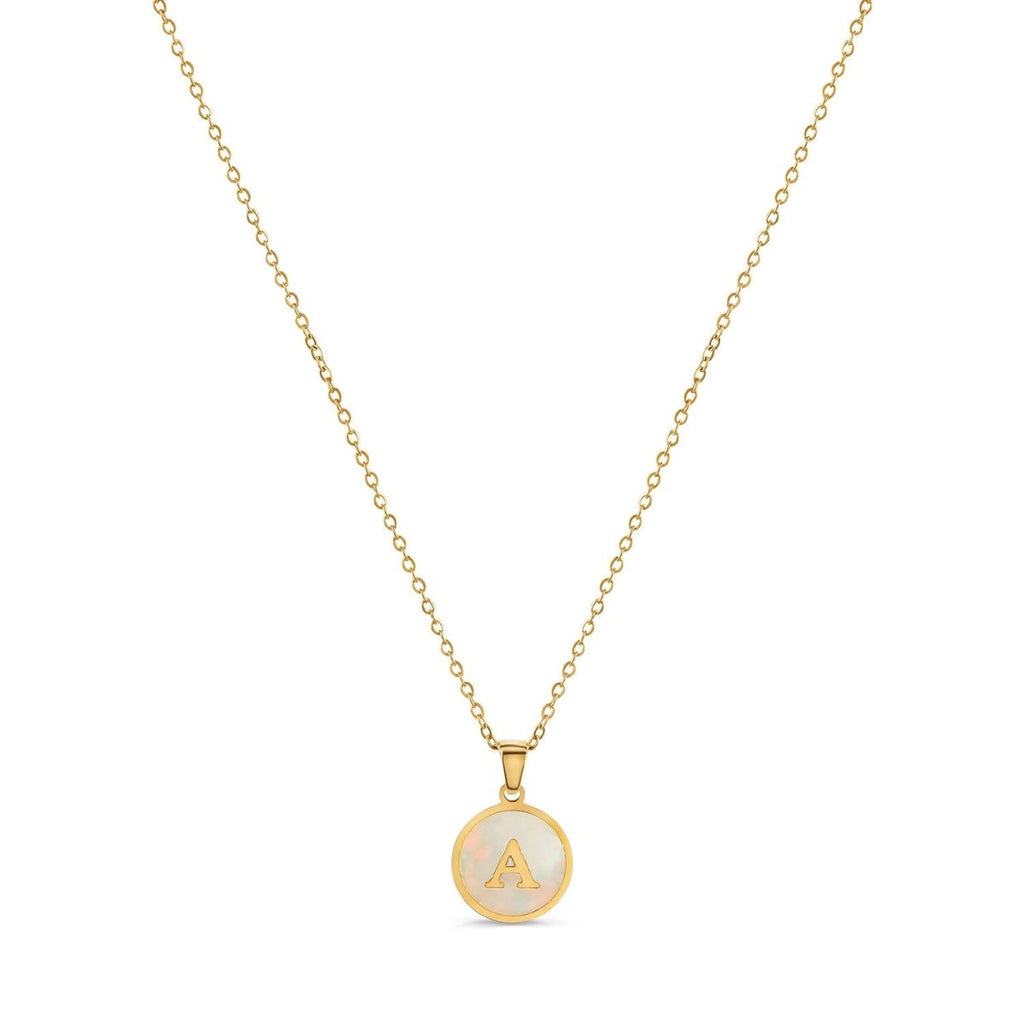 Initial Letter Marble Necklace — 18k Gold