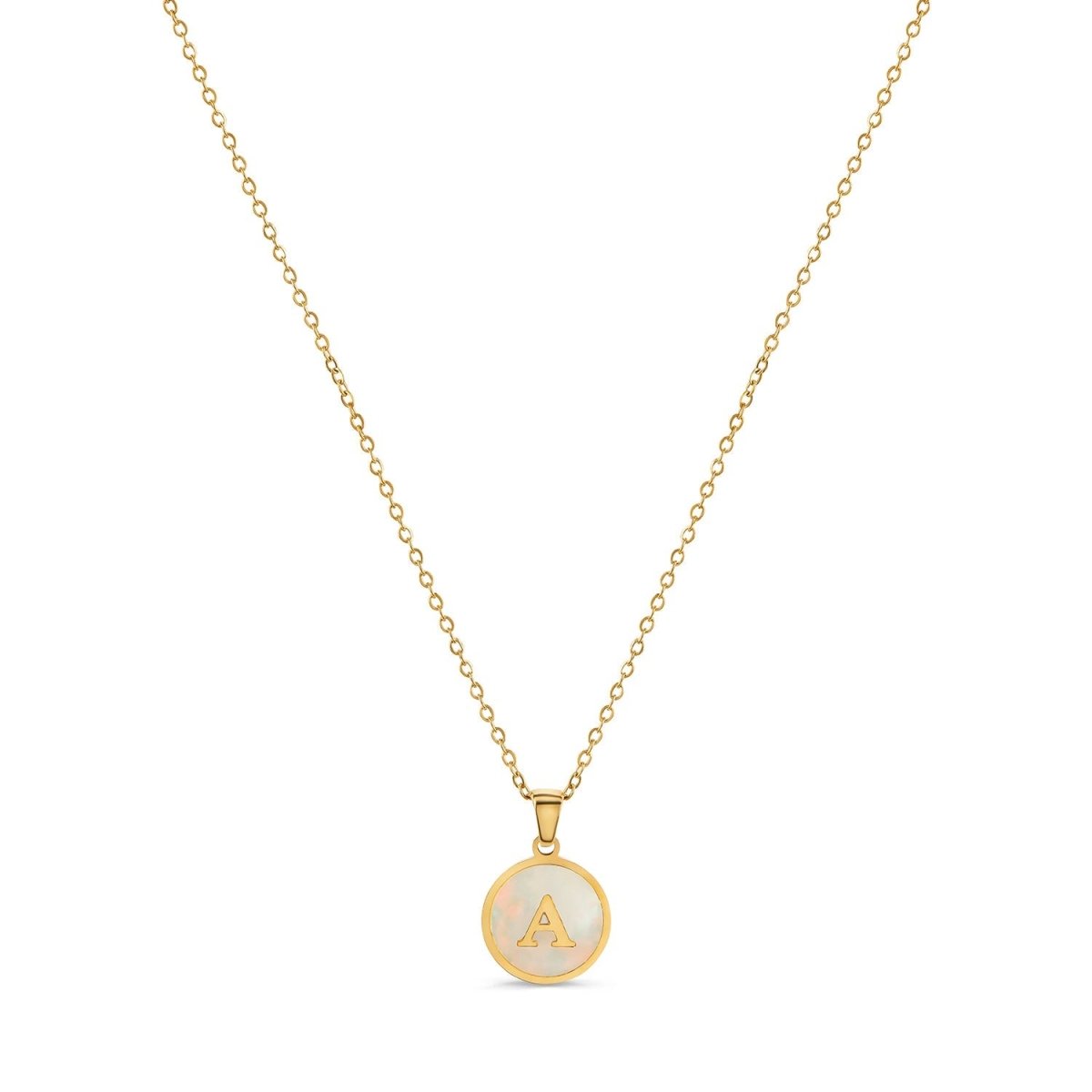 Initial Letter Marble Necklace — 18k Gold