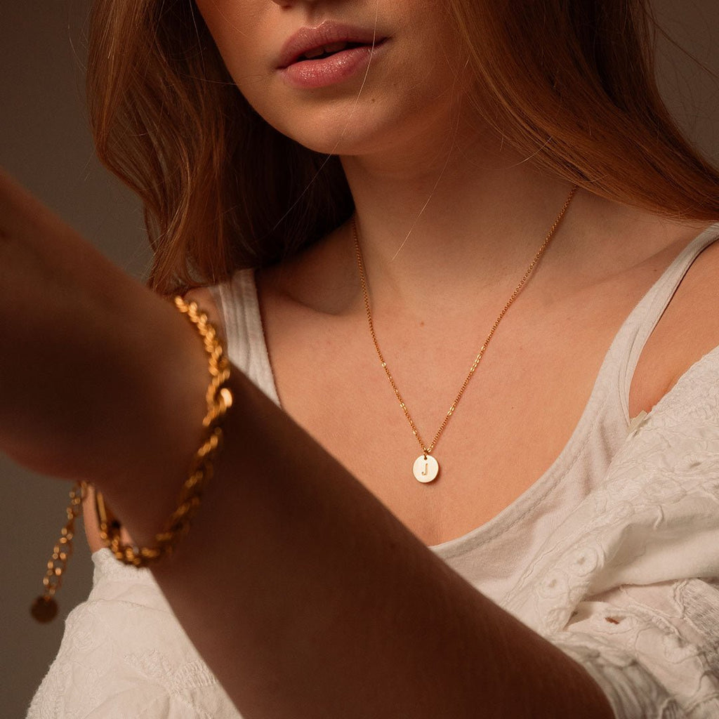 Initial Letter Minimalist Necklace — 18k Gold