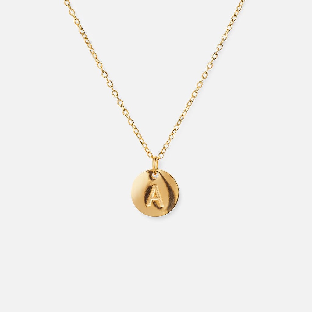 Initial Letter Minimalist Necklace — 18k Gold
