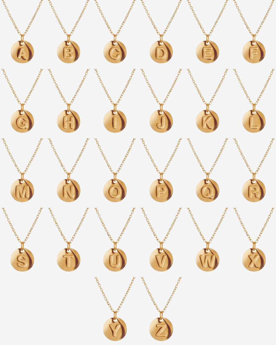 Initial Letter Minimalist Necklace — 18k Gold