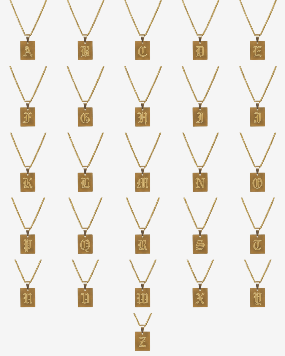 Initial Letter Modern Necklace — 18k Gold