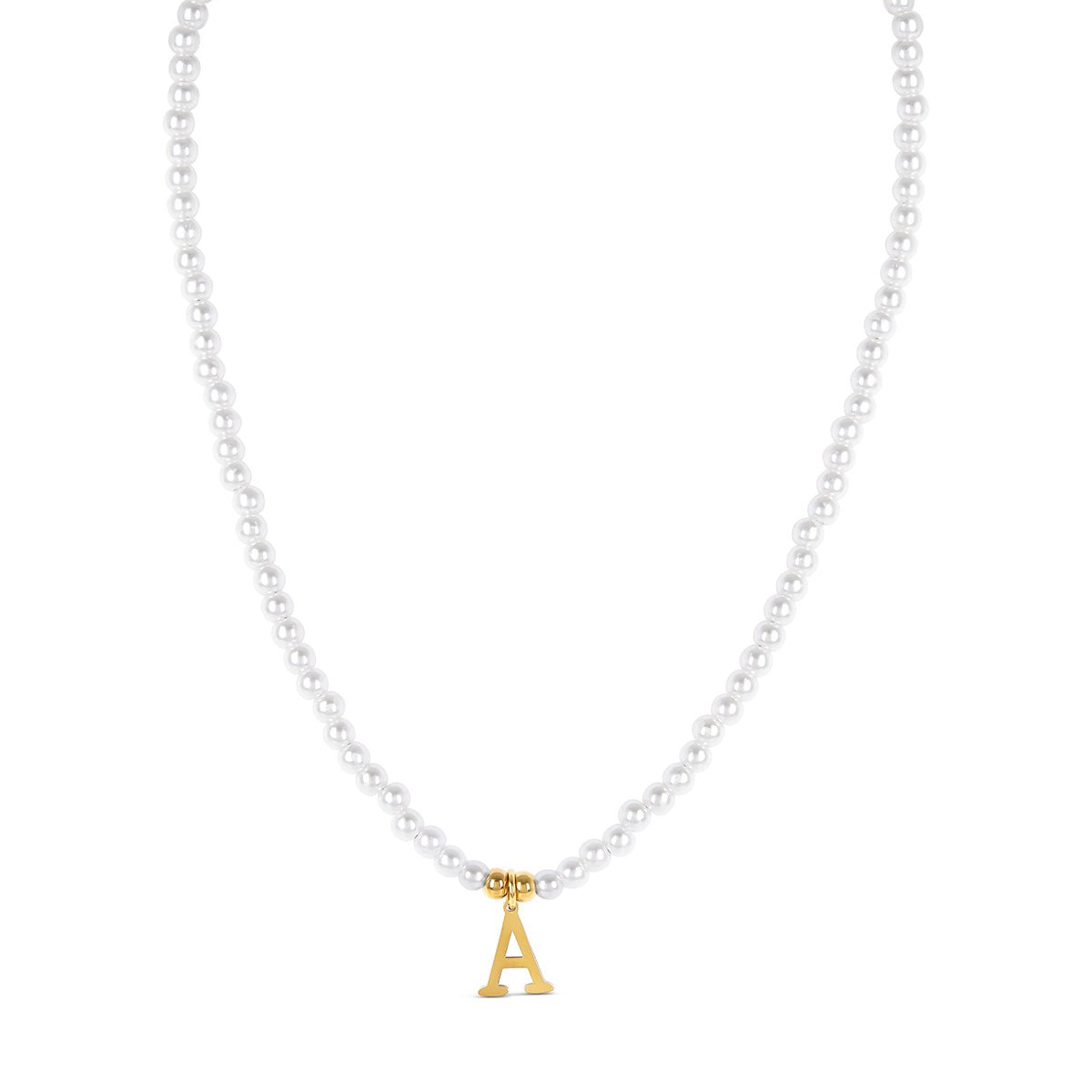 Initial Letter Pearl Necklace — 18k Gold