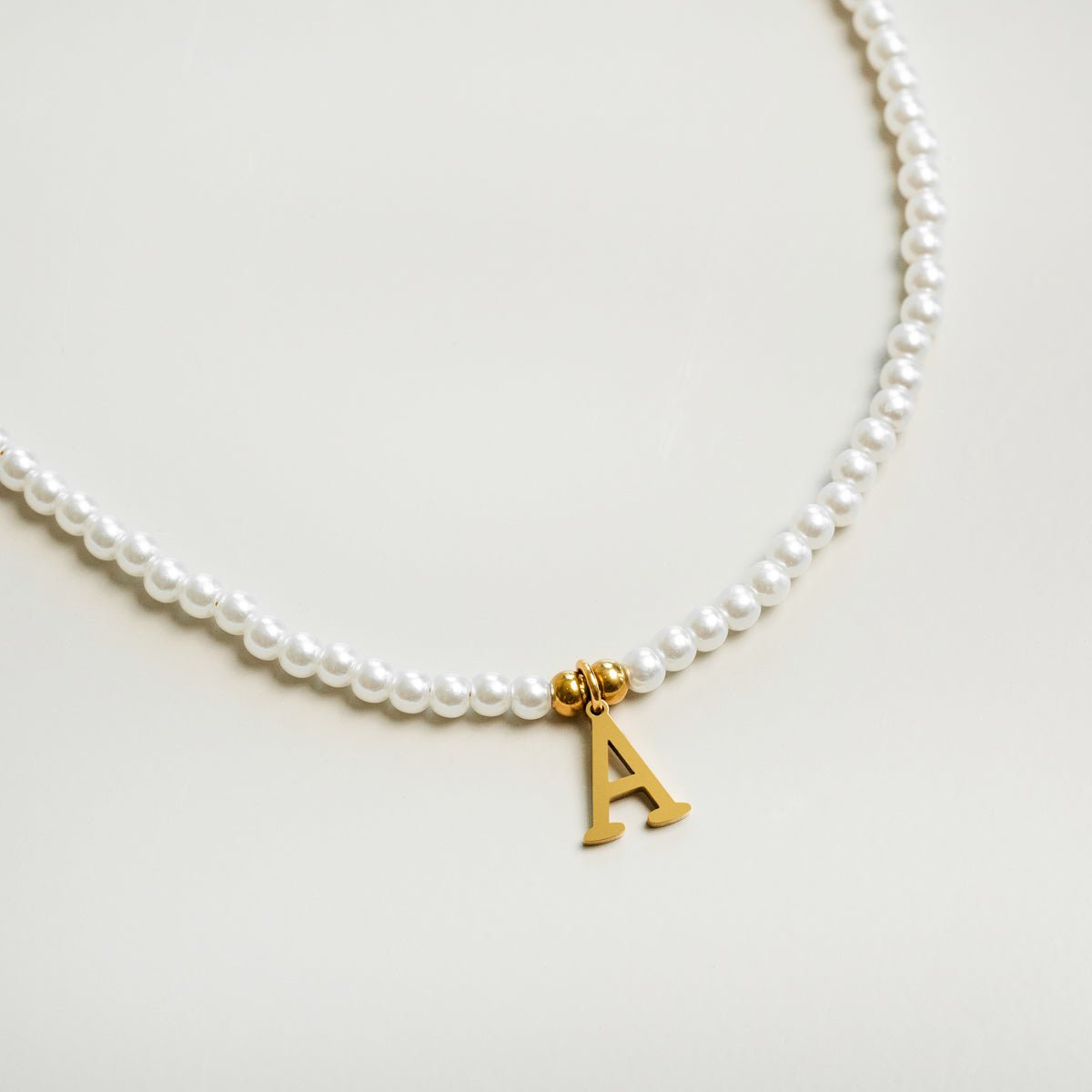 Initial Letter Pearl Necklace — 18k Gold