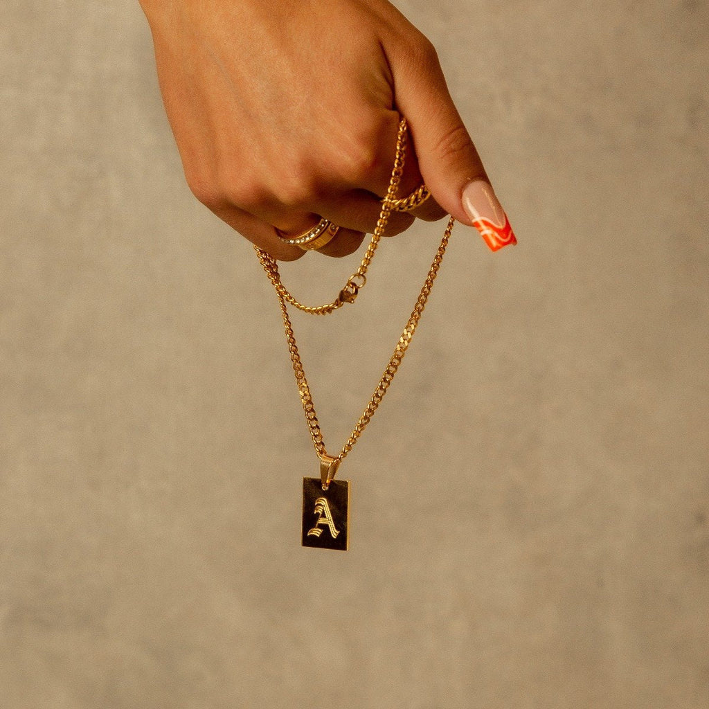 Initial Letter Modern Necklace — 18k Gold